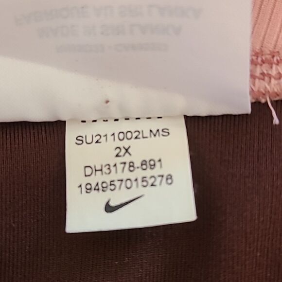 Nike One Luxe Two Tone Mid-Rise Ribbed Leggings in Canyon Rust/Clear Size 2X - Picture 11 of 11